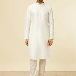 Manyavar Geometric Embroidered Thread Work Kurta with Pyjamas-picture-12