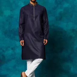 VASTRAMAY Mandarin Collar Regular Kurta With Pyjamas-56