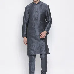 VASTRAMAY Mandarin Collar Straight Kurta with Churidar-image-24