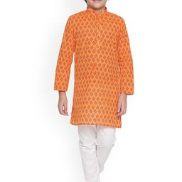 BAESD Boys Floral Printed Mandarin Collar Kurta With Pyjamas-27