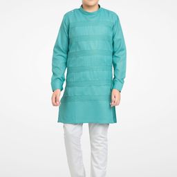 Jeetethnics Boys Turquoise Blue Angrakha Kurta with Pyjamas-24