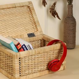 akway Beige Self Design Rattan Multi-Utility Organisers-16