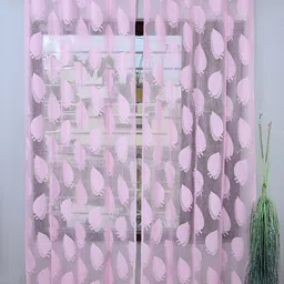 Aura Pink Set of 2 Sheer Window Curtain-17