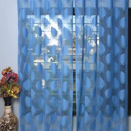 Aura Blue Set of 2 Sheer Window Curtain-25