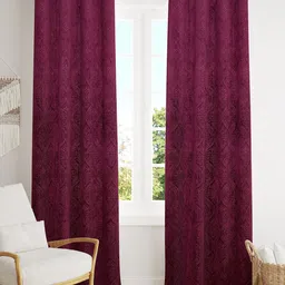 Homefab India Burgundy Set of 2 Room Darkening Door Curtain-image-90