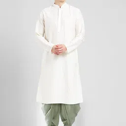 KISAH Men Cream-Coloured Kurta with Dhoti Pants-9