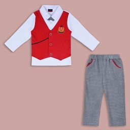 Wish Karo Infant Boys Cotton Single Breasted Three Pieces Suit-image-20