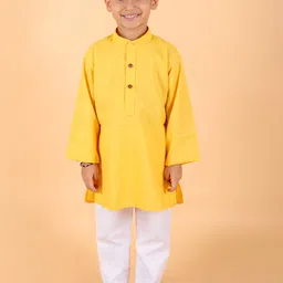 BAESD Boys Band Collar Long Sleeves Regular Kurta With Pyjamas-image-89