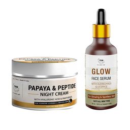 TNW the natural wash Set of Papaya & Peptide Night Cream 50g & Glow Face Serum 30ml-32