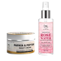 TNW the natural wash Set of Papaya Peptide Night Cream 50 g & Rose Water Spray 200 ml-11