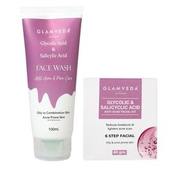 Glamveda Set Of 2 Glycolic & Salicylic Acid Anti Acne Face Wash 100 ml & Facial Kit 40 gm-8