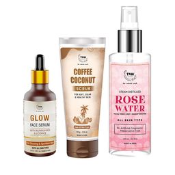 TNW the natural wash Coffee Coconut Scrub & Glow Face Serum & Rose Water Spray Bottle-14