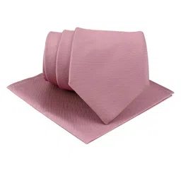 KOVOVE Men Peach-Coloured Solid Neck Tie & Pocket Square Gift Set-image-41