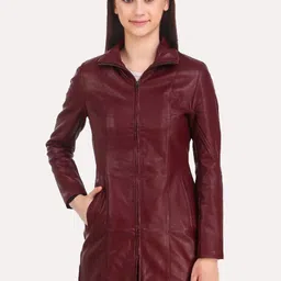 Leather Retail Women Longline Parka Jacket-image-94
