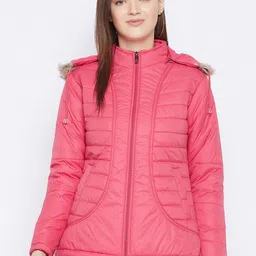 VERO AMORE Women Pink Striped Insulator Outdoor Parka Jacket-image-59