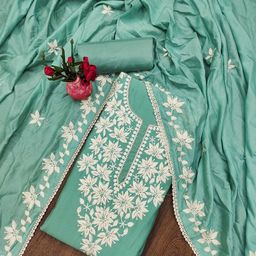 KALINI Floral Embroidered Beads and Stones Unstitched Dress Material-image-9