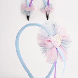 RIBBON CANDY Girls Set of 3 Embellished Alligator Hair Clips & Hairband-image-72