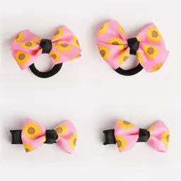 RIBBON CANDY Girls Set of 4 Printed Ponytail Holders & Alligator Hair Clip-4