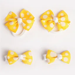 RIBBON CANDY Girls Set of 4 Printed Ponytail Holders & Alligator Hair Clips-36