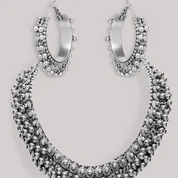 PRIVIU Oxidised Silver-Plated Choker Jewellery Set-92