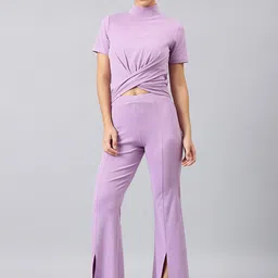 FEMEA Purple Solid Co-Ord Set-image-56
