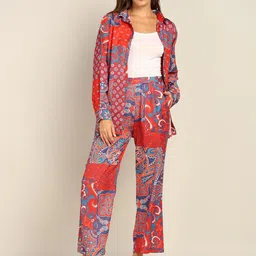 Fashfun Ethnic Motifs Printed Cuffed Sleeves Shirt & Trousers-91