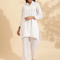 Sringam Embroidered Pure Cotton Tunic & Trouser Co-Ords-image-3