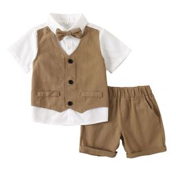StyleCast x Revolte Boys Khaki Colour & White Colourblocked Shirt with Shorts-image-66