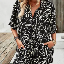 StyleCast x Revolte Black Printed Top & Short-image-17