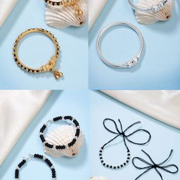 NVR Unisex Kids 4 Brass Rhodium-Plated Kada Bracelet-32