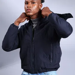 The Indian Garage Co Men Navy Blue Solid Padded Jacket-image-68