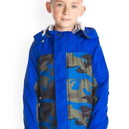Cherry Crumble Boys Blue Camouflage Windcheater Padded Jacket-image-86