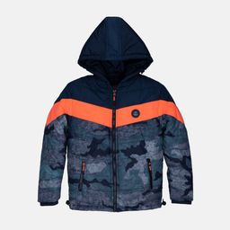 Status Quo Boys Navy Blue Orange Colourblocked Padded Jacket-image-25