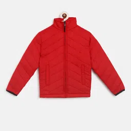 Instafab Boys Red Windcheater Outdoor Padded Jacket-image-95