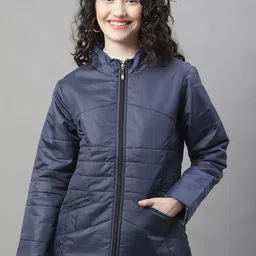 HOUSE OF VEDAS Lightweight Mock Collar Padded Jacket-image-74