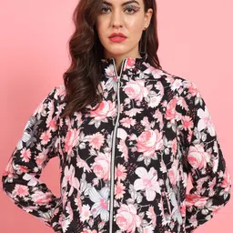 TANDUL Women Floral Fleece Lightweight Padded Jacket-34
