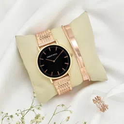 JOKER & WITCH Women Rose Gold-Plated Black & Stone Studded Gift Set-51