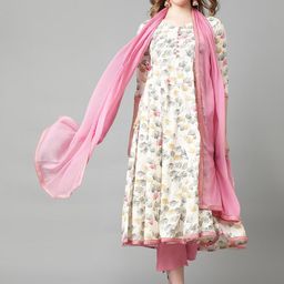 Khushal K Ethnic Motifs Printed Flared Empire A-Line Kurta With Trousers &Dupatta-picture-0