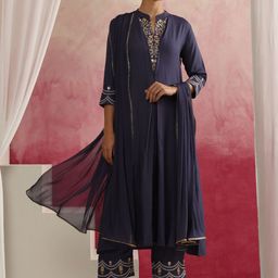 Khushal K Women Floral Embroidered Regular Sequinned Kurta with Palazzos & With Dupatta-picture-15