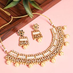 Jazz and Sizzle Gold-Plated White Beads Reversible Necklace Jewellery Set-image-15