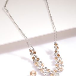Rubans Rhodium-Plated Bold Layered Cubic Zirconia Studded Jewellery Set image 3