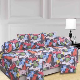 KLOTTHE Kids Red & Blue 8 Pieces Printed Diwan Set-17