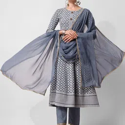 Berrylicious Floral Embroidered Beads & Stones Anarkali Kurta with Trousers & Dupatta-34