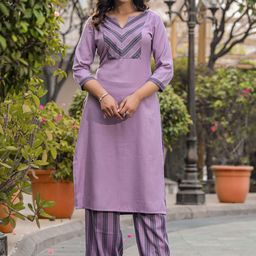 AKS Striped Yoke Design Straight Kurta With Palazzos-picture-49