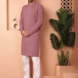 Jompers Ethnic Motifs Embroidered Regular Thread Work Kurta With Pyjamas image 1