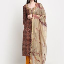 KALINI Ethnic Motifs Printed Thread Work Kurta with Trousers & Dupatta-4