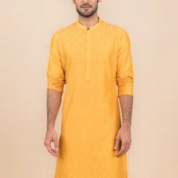 Tasva Ethnic Motifs Embroidered Mandarin Collar Kurta with Churidar-image-17