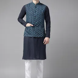 See Designs Printed Pure Cotton Nehru Jacket-image-29
