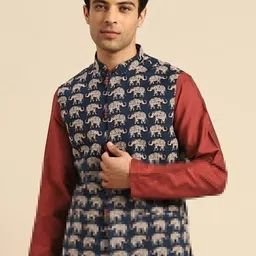 KISAH Ethnic Motif Printed Nehru jacket-24