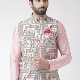 KISAH Floral Printed Woven Nehru Jacket-7